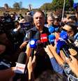 O ex-presidente Jair Bolsonaro dá entrevista coletiva após colocar tornozeleira eletrônica, uma das medidas impostas pelo ministro do STF Alexandre de Moraes  Foto: Estadão