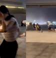 Pessoas são arrastadas pelo vento forte durante passagem de tufão na China  Foto: Reprodução/RT_India_news/X