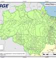 Mapa da Amazônia Legal divulgado pelo IBGE continha erros. Mato Grosso apareceu com sigla do Mato Grosso do Sul, e o Acre não foi identificado pela sigla.  Foto: Reprodução/IBGE