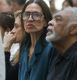 Gilberto Gil ao lado de Flora Gil em missa de sétimo dia da filha Preta Gil  Foto: Victor Chapetta/Agnews