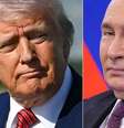 Esta montagem mostra, da esquerda para a direita, o presidente dos Estados Unidos, Donald Trump, em Morristown, Nova Jersey, em 23 de maio de 2025, e o presidente da Rússia, Vladimir Putin, no Kremlin, em Moscou, em 28 de maio de 2025.  Foto: AFP - SAUL LOEB,PAVEL BEDNYAKOV / RFI
