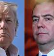 Fotomontagem do presidente americano, Donald Trump (à esquerda), ao lado do vice-presidente do Conselho de Segurança da Rússia, Dmitri Medvedev. Imagens de arquivo.  Foto: AFP - BRENDAN SMIALOWSKI,KIRILL KUDRYAVTSEV / RFI