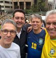 Romeu Zema, Ratinho Júnior, Tarcísio de Freitas e Ronaldo Caiado em evento na Paulista, em abril  Foto: Reprodução/@RomeuZema via X