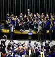 Congressistas apoiadores do ex-presidente Jair Bolsonaro (PL) em protesto de obstrução de mesas diretoras da Câmara e do Senado  Foto: Wilton Junior/Estadão / Estadão