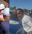 Montagem com momento em que Dr. Furlan agarra o pescoço de um dos integrantes da equipe de reportagem e o momento em que o jornalista Heverson é detido  Foto: Reprodução