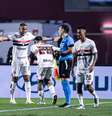 André Silva comemora gol que abriu o placar para o São Paulo  Foto: JHONY INACIO/ENQUADRAR/ESTADÃO CONTEÚDO