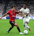 Vini Jr luta muito  no jogo do Real Madrid com o Mallorca. Foi dele o gol da vitória de virada, por 2 a 1.  Foto: Angel Martinez/Getty Images / Jogada10