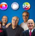 Íris Abravanel (SBT), os irmãos Marinhos da Globo (José Roberto, Roberto Irineu e João Roberto) e Edir Macedo (Record): poder financeiro e capacidade de influenciar a população  Foto: Fotomontagem: Sala de TV (Fotos: Reprodução/TV e Divulgação/TV Globo)