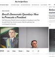 The New York Times e Le Monde estão entre os veículos que comentaram o julgamento de Bolsonaro  Foto: Reprodução/The New York Times/Le Monde