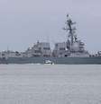 O navio de guerra americano Sampson foi visto em um porto no Panamá na terça-feira.  Foto: Getty Images / BBC News Brasil