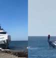 Embarcação naufragou logo após ser colocada no mar na Turquia  Foto: Reprodução/decktvcom/X