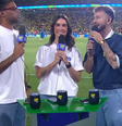 André, Mariana Spinelli e Fred Bruno comandaram o estúdio do gramado  Foto: Reprodução/YouTube