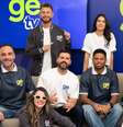 O elenco principal da GE TV: jornalismo esportivo flertando com programa de humor  Foto: Divulgação/TV Globo
