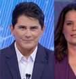 Mariana Godoy ('Jornal da Record'), César Filho ('SBT Brasil') e Adriana Araújo ('Jornal da Band'): o interesse pelos telejornais equilibra a perda de público das emissoras abertas  Foto: Reprodução/Divulgação