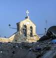 A Igreja Ortodoxa Grega de São Porfírio na Cidade de Gaz foi alvo de um ataque israelense em 19 de outubro de 2023, deixando 16 mortos  Foto: Getty Images / BBC News Brasil