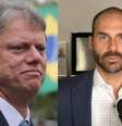 Tarcísio de Freitas e Eduardo Bolsonaro  Foto: Divulgação/GovSP/Reprodução/Redes sociais