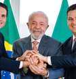 Lula, Hugo Motta e Davi Alcolumbre.  Foto: Ricardo Stuckert/PR / Portal de Prefeitura