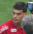 Brazão após receber uma joelhada na testa  Foto: Reprodução/Premiere