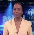 Maju Coutinho no anúncio da série do 'Fantástico' sobre o poder da música gospel nos quatro cantos do Brasil  Foto: Reprodução/TV