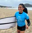 Daniella Rosas, campeão do torneio feminino da WSL em Imbituba  Foto: Gabriel Gatto/Terra