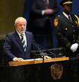 O presidente do Brasil, Luiz Inácio Lula da Silva, discursa durante o Debate Geral da Assembleia Geral das Nações Unidas na sede da ONU em Nova York, em 23 de setembro de 2025  Foto: ANGELA WEISS/Getty Images