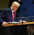 O presidente dos EUA, Donald Trump, faz comentários na Assembleia Geral das Nações Unidas na sede da ONU em Nova York, em 23 de setembro de 2025.  Foto: ANGELA WEISS/Getty Images