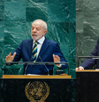 Montagem com fotos de Lula e Donald Trump na Assembleia Geral da ONU  Foto: Montagem: Ricardo Stuckert/PR e Michael M. Santiago/GettyImages