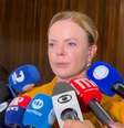 A ministra das Relações Institucionais, Gleisi Hoffmann, na Câmara dos Deputados, onde defendeu a cassação do deputado Eduardo Bolsonaro e pediu rapidez no julgamento do Conselho de Ética.  Foto: Deborah Sena 