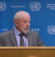 Presidente Luiz Inácio Lula da Silva (PT) em entrevista coletiva na sede da ONU, nos Estados Unidos, nesta quarta-feira, 24  Foto: Reprodução/CanalGov