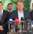 O governador de São Paulo, Tarcísio de Freitas, em coletiva de imprensa nesta terça-feira, 30  Foto: Reprodução/YouTube/ Governo do Estado de São Paulo