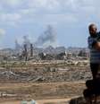 Fumaça sobe no céu da Cidade de Gaza após ataque israelense 06/10/2025   Foto: REUTERS/Dawoud Abu Alkas