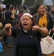 Manifestantes participam de protesto em apoio à greve nacional em Quito, em 7 de outubro  Foto: Getty Images / BBC News Brasil
