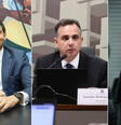 Jorge Messias, Rodrigo Pacheco e Bruno Dantas teriam mais chances de ocupar vaga de Barroso no STF  Foto: Daniel Estevão/Ascom AGU | Reprodução/Instagram @rodrigopacheco e @dantas__bruno
