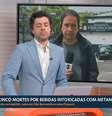 O VT não entrou, a imagem voltou para o estúdio e o apresentador, de olhos fechados, não foi avisado a tempo  Foto: Reprodução/TV