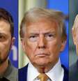 O presidente norte-americano Donald Trump vai se reunir com o líder ucraniano, Volodymyr Zelensky (esq.), em Washington, e já anunciou um encontro com o chefe de Kremlin, Vladimir Putin (dir.), em Budapeste (Fotomontagem)  Foto: AFP - HANDOUT,SARAH MEYSSONNIER,ILYA PITALEV / RFI