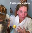 Virginia mergulha o rosto no gelo  Foto: Reprodução/Instagram