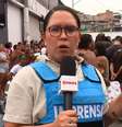 A repórter Priscila Moraes em entrada ao vivo na GloboNews: jornalistas precisam conhecimento teórico do crime e das políticas de segurança pública  Foto: Reprodução/TV