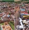 Cidade de Rio Bonito do Iguaçu, no Paraná, está devastada após tornado que atingiu a região na última sexta-feira, 7  Foto: @metsul via X/Twitter / Estadão
