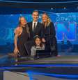 César Tralli no estúdio do 'Jornal Nacional' com Ticiane Pinheiro, Rafa Justus e Manuella  Foto: Reprodução/Instagram