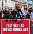A deputada republicana Marjorie Taylor Greene discursa durante uma coletiva de imprensa no Capitólio sobre o projeto de lei para divulgar documentos das investigações sobre o financista e criminoso sexual Jeffrey Epstein. Washington, 3 de setembro de 2025.  Foto: REUTERS - Jonathan Ernst / RFI