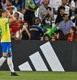 Dell, o 'Haaland do Sertão', garantiu o Brasil na semi da Copa do Mundo Sub-27  Foto: Noushad Thekkayil/NurPhoto via Getty Images