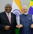 Ramaphosa, Modi e Lula: líderes de África do Sul, Índia e Brasil se reuniram para estreitar relações de três nações importantes do Sul Global.  Foto: Ricardo Stuckert / PR