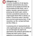 Publicação de centro acadêmico nas redes foi seguido de ameaças à realização da palestra  Foto: Reprodução / Estadão