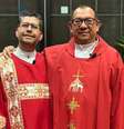 O padre Vidal Rivas e o diácono Francisco, na Igreja Episcopal de São Mateus de Hyattsville, em Maryland (Estados Unidos)  Foto: Igreja Episcopal de São Mateus / BBC News Brasil