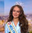Hinaupoko Devèze em entrevista na TV francesa algumas horas após o concurso  Foto: Reprodução