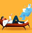 Ilustração de homem conversando com um terapeuta de inteligência artificial, com fundo laranja  Foto: Getty Images / BBC News Brasil