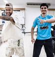Neymar refez dancinha com o torcedor Matheus Souto, que enfrentou um câncer na infância  Foto: Raul Baretta/Santos