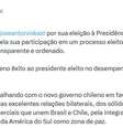 Lula parabeniza Kast por vitória no Chile: ‘Seguiremos trabalhando com o novo governo’.  Foto: Reprodução: X. / Estadão