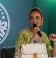 Leila e conselheiro do Palmeiras entraram em conflito durante reunião no clube –  Foto: Cesar Greco/Palmeiras / Jogada10