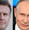 Fotomontagem com imagens de arquivo dos presidentes Emmanuel Macron (à esquerda) e Vladimir Putin.  Foto: AFP - LUDOVIC MARIN,ALEXANDER NEMENOV / RFI